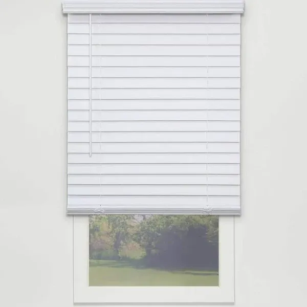 Cordless 2&#034; Faux Wood Blind, For indoor &amp; outdoor 35&#034; W x 64&#034; H, White