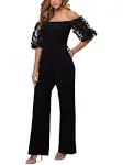 Xscape Womens Applique Off-The-Shoulder Jumpsuit Black 16