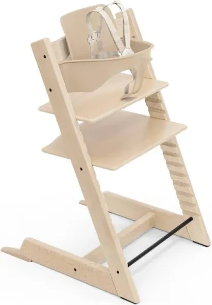 Tripp Trapp High Chair and Cushion with Stokke Tray -- Natural / Glacier Green