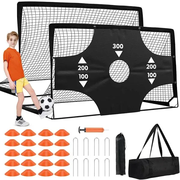 Fololicx Soccer Goals for Backyard 2 of 6x4ft Kids Soccer Net Training Equipment