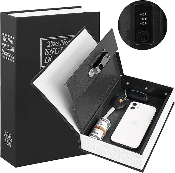 KYODOLED Diversion Book Safe with Combination Lock Large Safe Secret Hidden Metal Lock Box,Money Hiding Box,Collection Box,9.5" x 6.2" x 2 .2