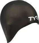 TYR Long Hair Silicone Swim Cap, Black