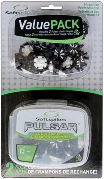 t7 Softspikes Pulsar Golf Cleats Fast Twist 3.0 Value Pack, Black