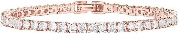 PAVOI 14K gold Plated cubic Zirconia classic Tennis Bracelet  Rose gold Bracelets for Women  65 Inches