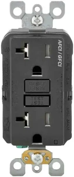 Leviton AGTR2-GY SmartlockPro Dual Function AFCI/GFCI Receptacle, 20 Amp/125V, Gray