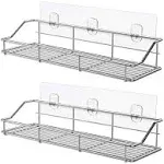 ODesign Adhesive Bathroom Shelf Organizer Shower Caddy Kitchen Storage Rack Wall Mounted No Drilling SUS304 Stainless Steel - 2 Pack