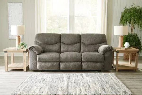 Signature Design by Ashley Alphons Transitional Tufted Reclining Sofa, Light Gray