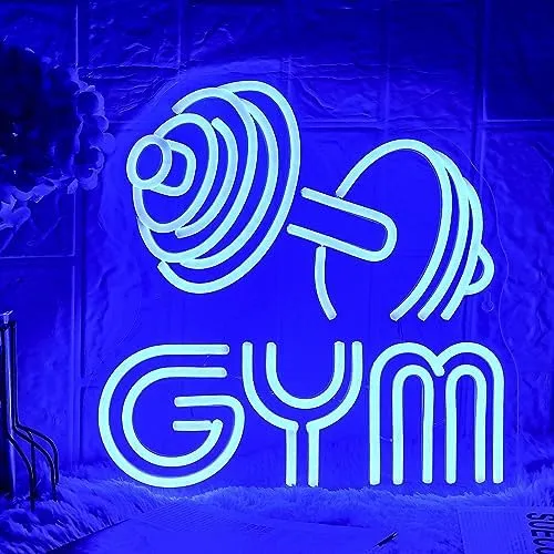 Dumbbell Neon Sign Barbell Gym Neon Signs Gym Letter Neon Light Gym Blue Barbell Neon Light Sign for Sports Room, Decor Club,Party Bar,Fitness Club Decoration(13x13inch)