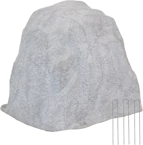 Sunnydaze Polyresin Landscape Rock Cover with Stakes - Gray