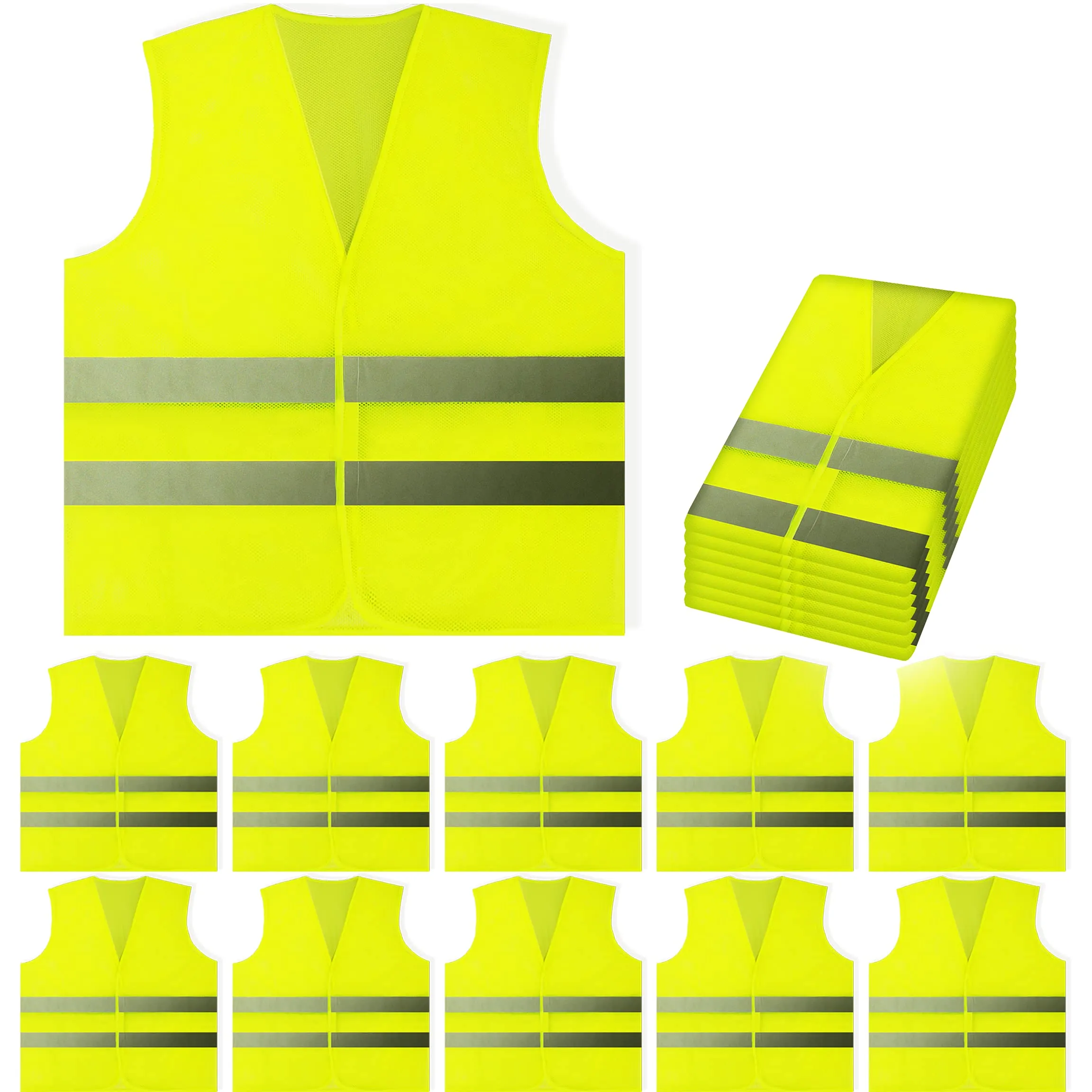 PeerBasics 10 Pack Yellow Reflective Safety Vests