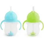 Munchkin 2-Pack Any Angle Click Lock Weighted Straw Trainer Cups, Blue Green