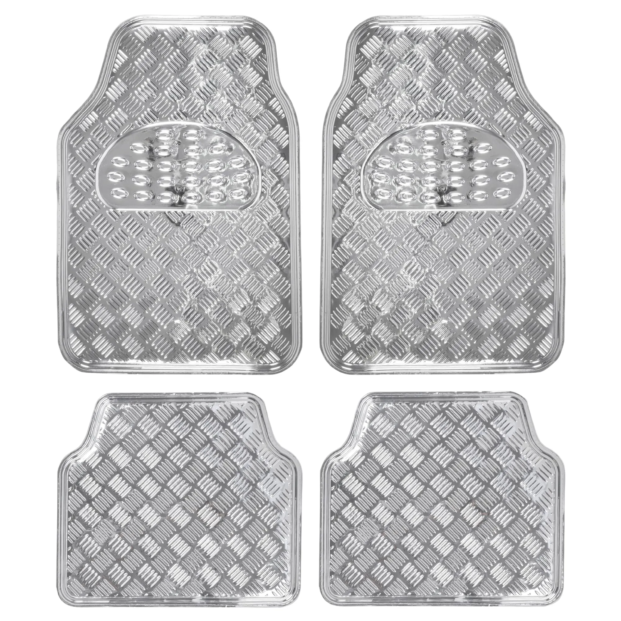 Metallic Vinyl Mt-641 Silver Heavy Duty 4-piece Car Floor Mats |