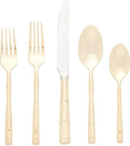 Wallace Bamboo Gold-Plated 20-Piece Stainless Steel Flatware Set, Service for 4