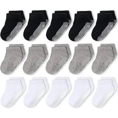 CozyWay Non-Slip Ankle Style Socks with Grippers 12 Pack for Baby Boys and Girls