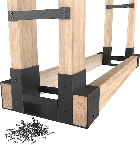 Mr IRONSTONE Firewood Rack Outdoor Indoor, Firewood Rack Brackets Kit Adjusta...