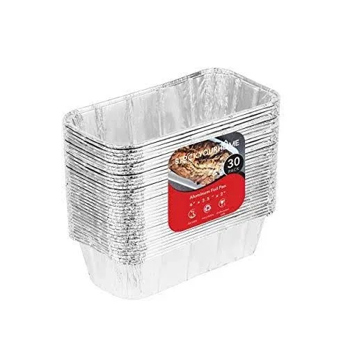 Stock Your Home Disposable Aluminum Mini Loaf Pans with Lids, 1 lb (50 Pack) Plastic Dome Lid Foil Baking Tins, Tin Pans for Cake, Bread, Holiday