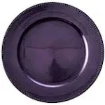 6 Pack 13" Beaded Purple Acrylic Charger Plate, Plastic Round Dinner Charger Event Tabletop Decor