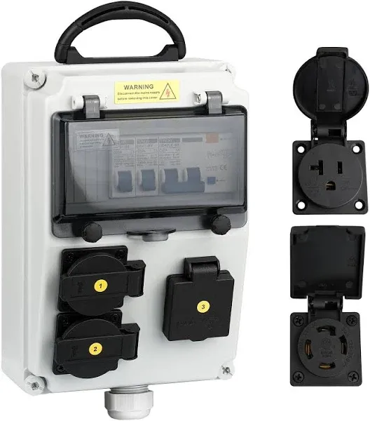 JINDOUZI Electrical Outlet Box, Breaker Electrical Box, with IP44 NEMA L5-30 & NEMA 5-20 Power Outlet Box, Dustproof and Splash Proof Electrical Box