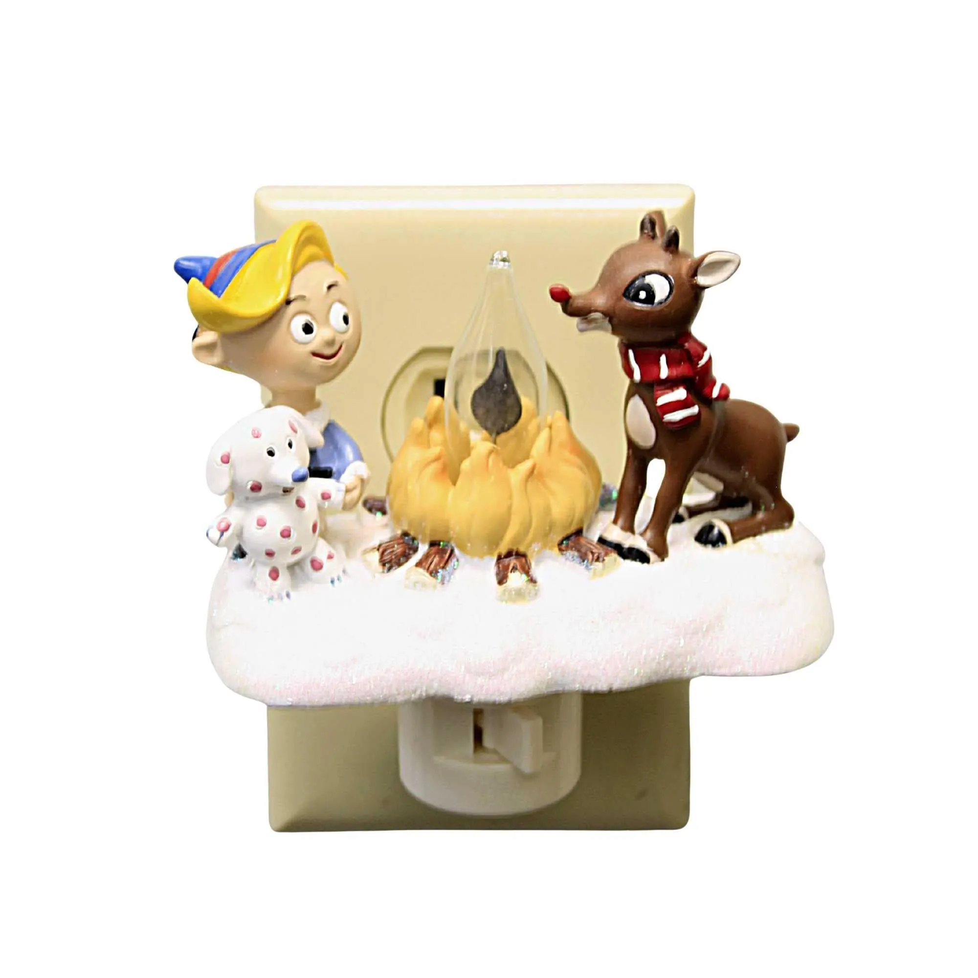 Roman Rudolph and Elf Friend 4.5 Inch Polyresin Swivel Plug Flickering Night Light