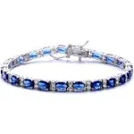 Sterling Silver Oval Blue Sapphire Tennis Bracelet