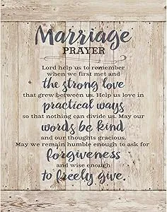 DEXSA Marriage Prayer Wood Plaque - Made in the USA - 11.75"x15" - Classy Frame Wall Hanging Decoration | Lord, Help us to Remember When we First met | Christian Family Religious Home Decor Saying