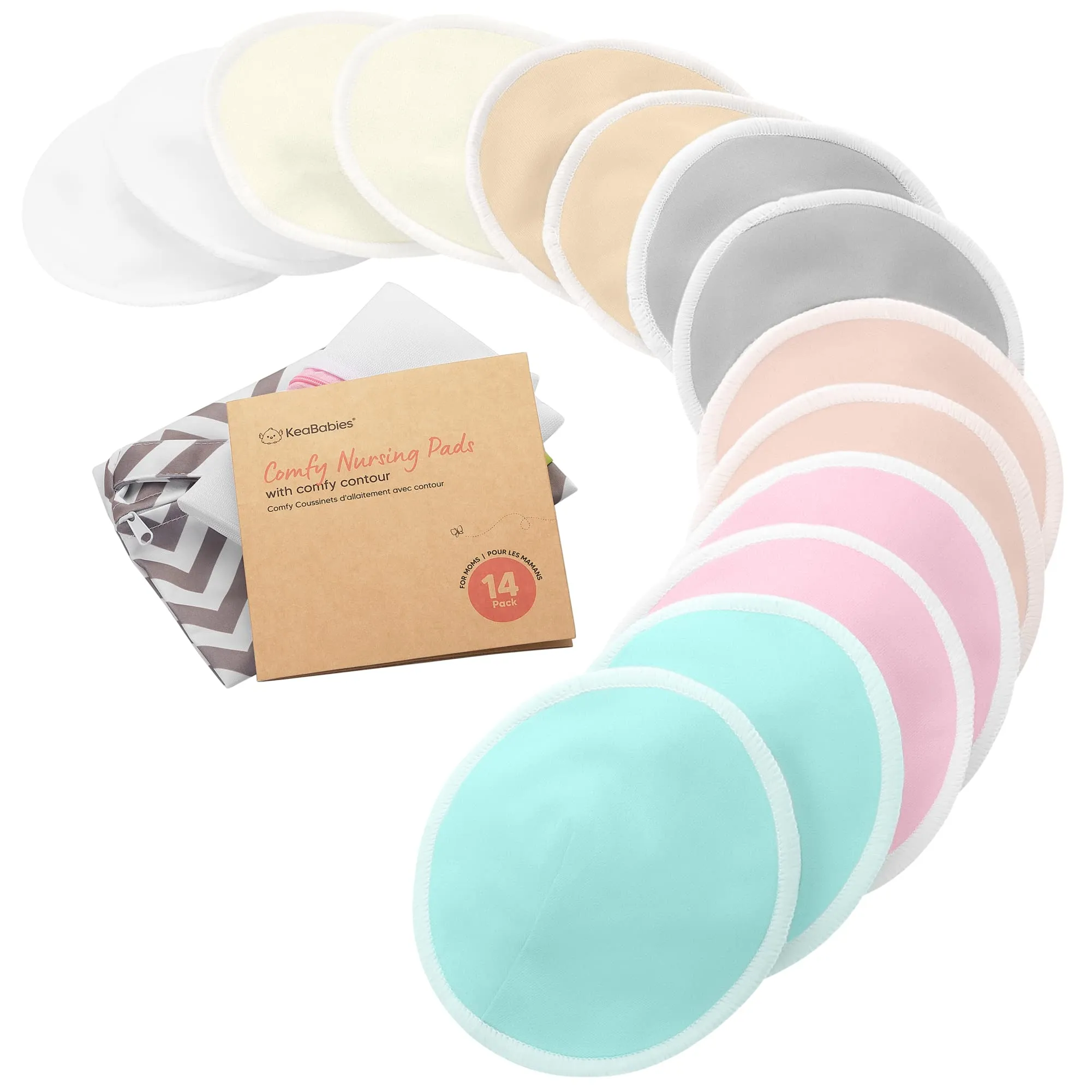 KeaBabies 14-Pack Organic Bamboo Nursing Breast Pads