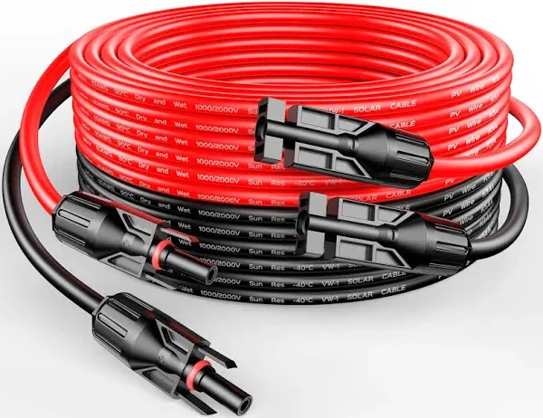 Rich Solar 10 Gauge 50 Feet Solar Extension Cable and Parallel Connectors