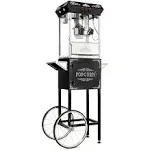 Olde Midway Vintage Style Popcorn Machine Maker Popper with Cart and 10-Ounce Kettle - Black