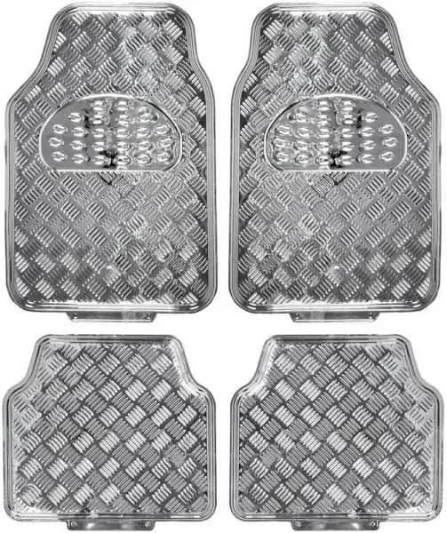 BDK Universal Fit 4-Piece Metallic Design Car Floor Mat - (Red) (MT-641-RD)