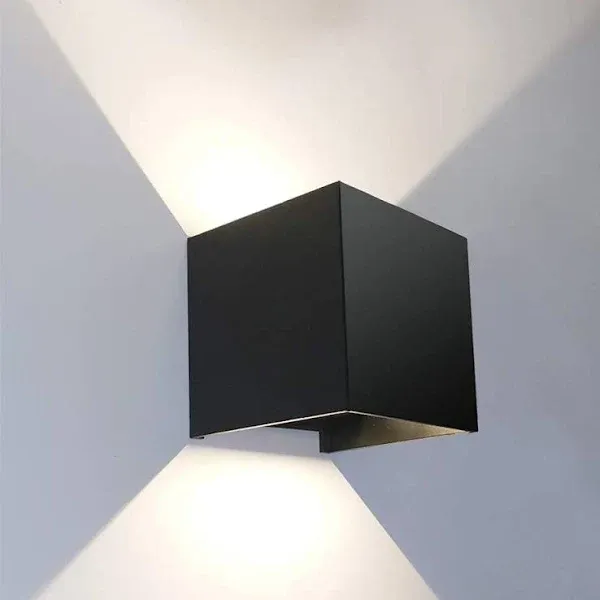 Cube LED Wall Lamp,Aluminum Square Wall Sconces,Angle Adjustable,Waterproof for Outdoors,Outside,Garden,Gallery Exterior Lighting Fixtures,for Inside,Balcony,Stairs,Corridor Decoration(Black)