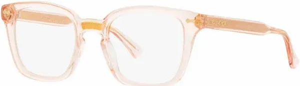 NEW Gucci GG0184O 013 Transparent Pink Demo Square Unisex Eyeglasses