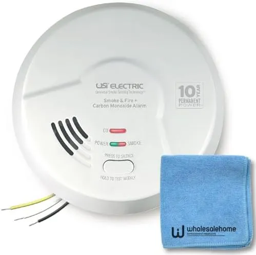 Universal Security Instruments Hardwired Smoke and Carbon Monoxide Detector, MIC1509S Combination Smoke Detector with 10-Year Battery Backup, Wholesalehome Cloth Included