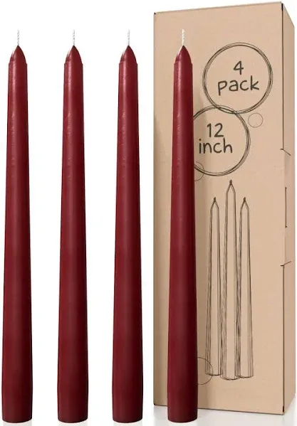 CANDWAX 10 inch Taper Candles Set of 12 - Dripless Taper Candles and Unscented Candlesticks - Perfect As Dinner Candles and Household Candles - Pink