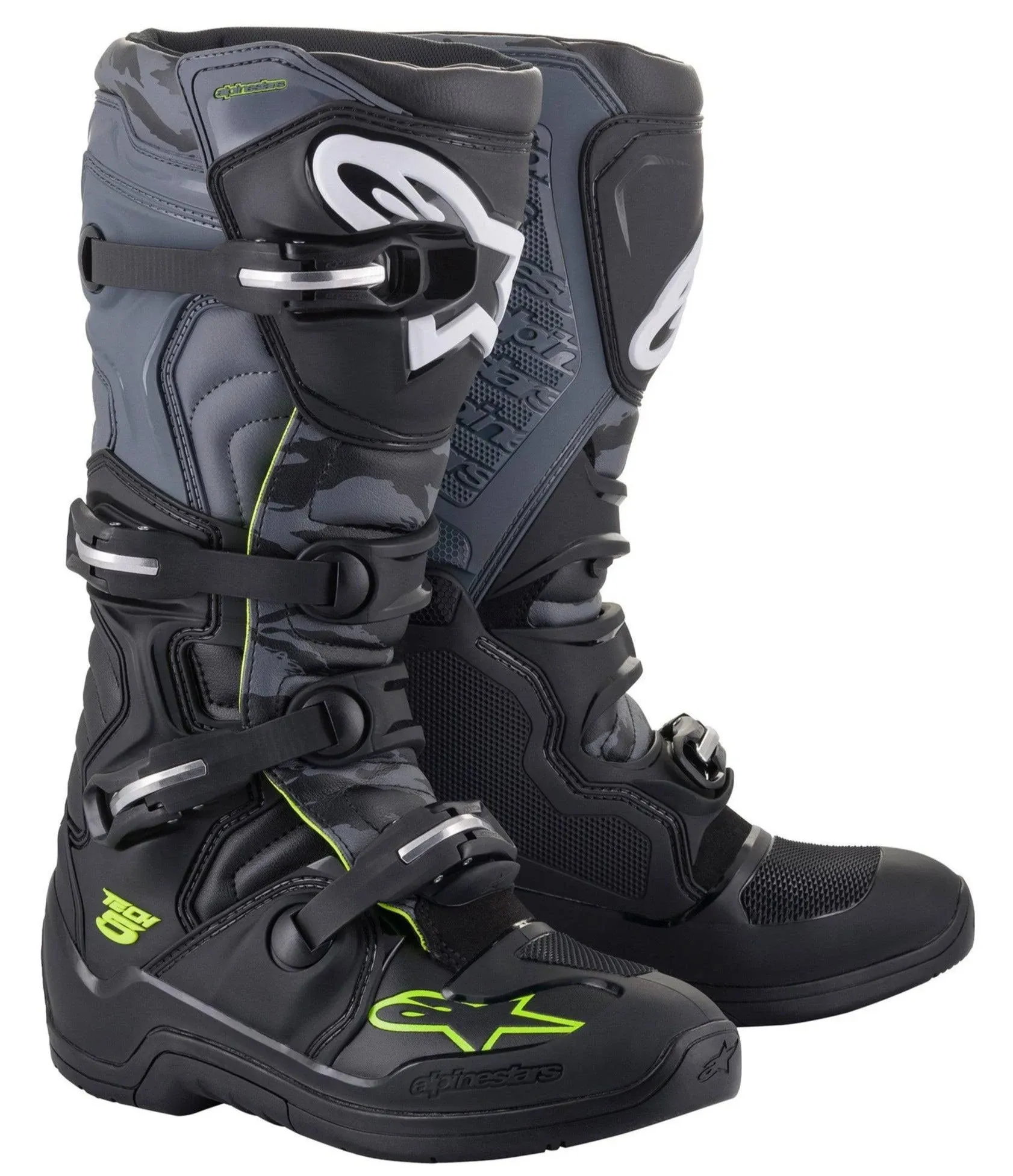 Alpinestars 2025 Tech 5 Motocross Boots Black Cool Grey Yellow Fluo