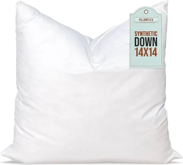 Pillowflex Synthetic Down Pillow Insert for Sham Aka Faux / Alternative (22 inch by 22 inch)