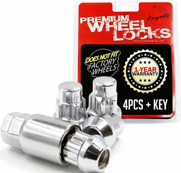 Coyote Accessories 741148B Chrome Cone Seat Acorn Bulge Wheel Locks