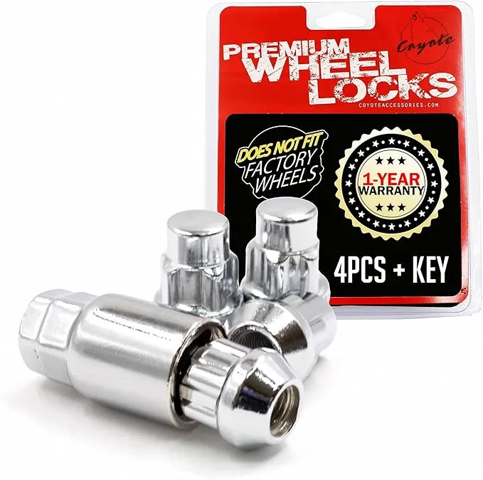 Coyote Accessories 741148B Chrome Cone Seat Acorn Bulge Wheel Locks