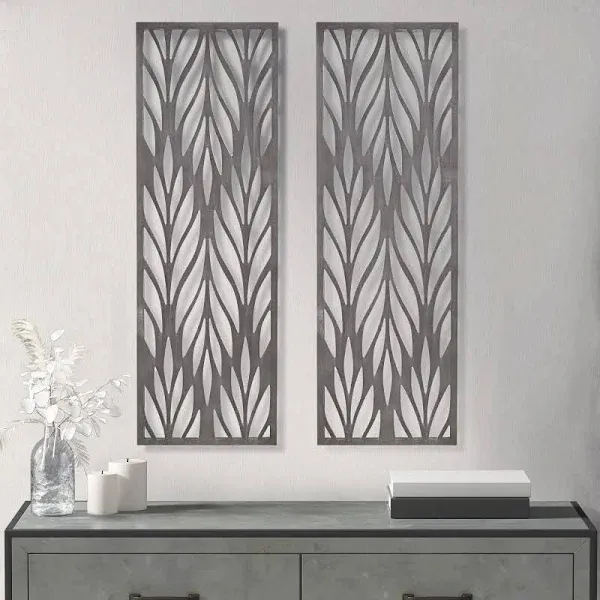 Madison Park Florian Grey Laser Cut Wood 2-Piece Panel Wall Decor Set