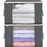 Large Storage Bags Clothes Storage Bins Foldable Closet Organizers 2 Pack Grey