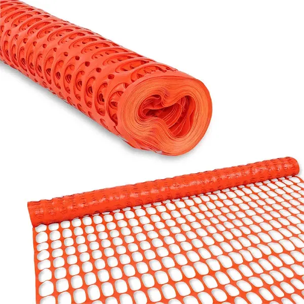 Bisupply | 4 ft Safety Fence 100 ft Plastic Fencing Roll, Orange Fencing