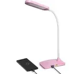 Desk Lamps for Home Office - Super Bright Small Desk Lamp with USB Pink