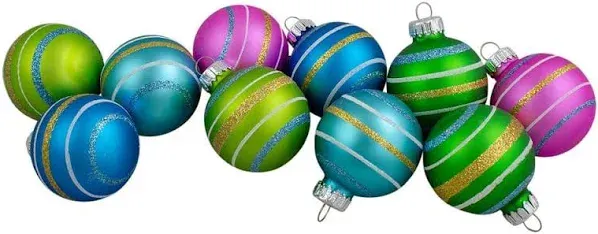 Northlight 10-Count Green & Blue Matte Glass Ball Ornaments ,Green