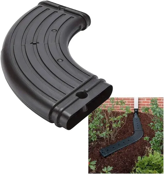 Amerimax Low Profile Downspout Adapter Drainage Kit with Additional 24 inch Extension, Black, Size: 2 in