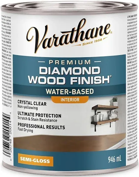 Varathane 200141H Water-Based Ultimate Polyurethane, Quart, Semi-Gloss Finish