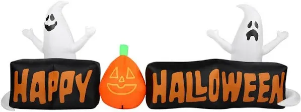 Haunted Hill Farm 8 ft. Pre-Lit Inflatable Happy Halloween Sign