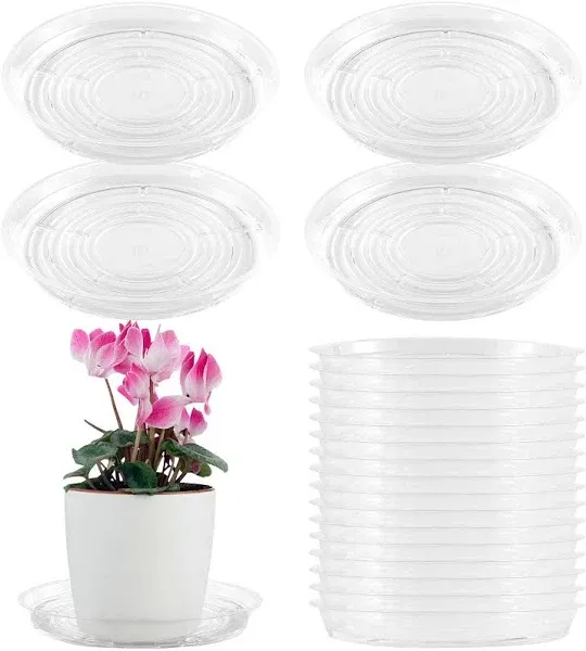 UltraOutlet 20 Pack Clear Plastic Plant Saucer Drip Trays Plant Plate Dish for Indoor Flower Pots and Planters