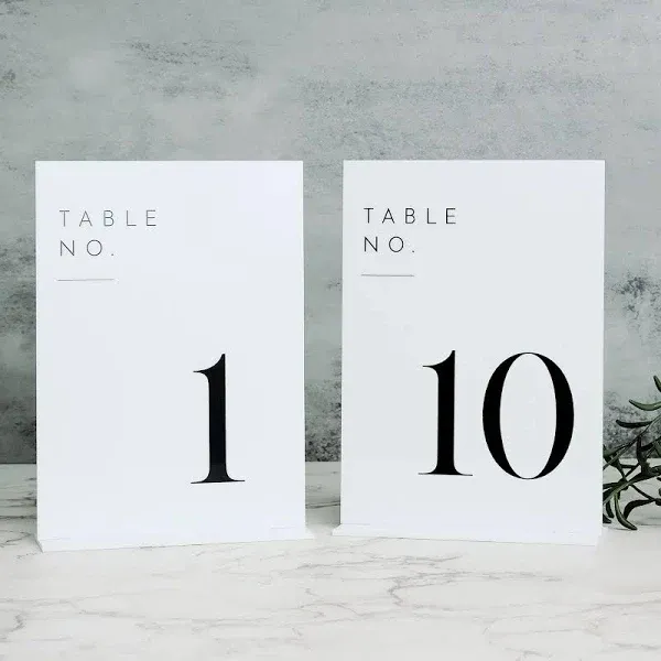 JINMURY Acrylic Wedding Table Numbers Stands 5"x7" Acrylic Table Number Signs and Holders White Acrylic Table Numbers for Wedding