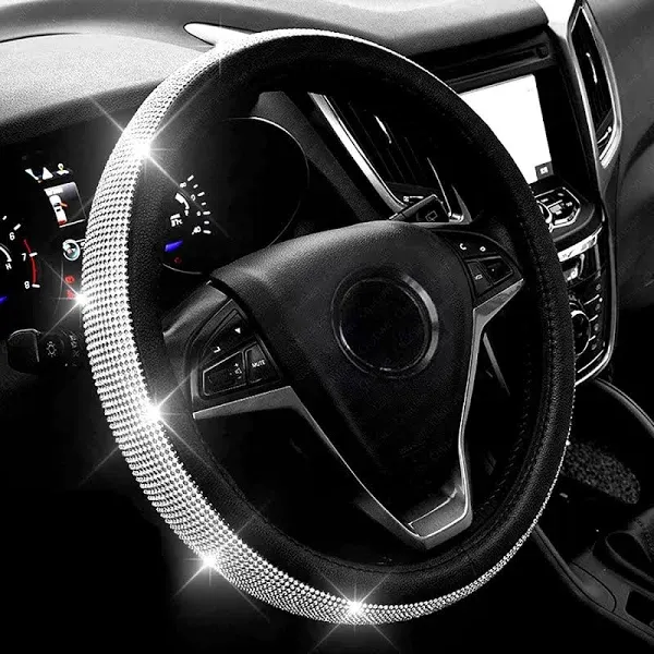 For Toyota 15&#034; Steering Wheel Cover Black Leather Anti-slip Accessories