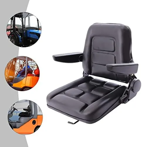 Universal Fold Down Forklift Seat wi/ Safety Belt Armrest For Tractor Excavator