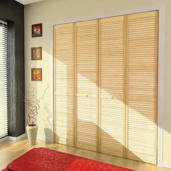 Traditional Louver Louver Solid Core  Unfinished Wood Bi-fold Door